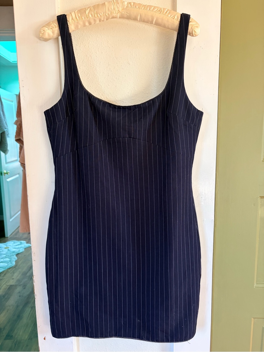 Elodie -Classic Navy Pinstripe Tank mini-Dress - Women-medium
